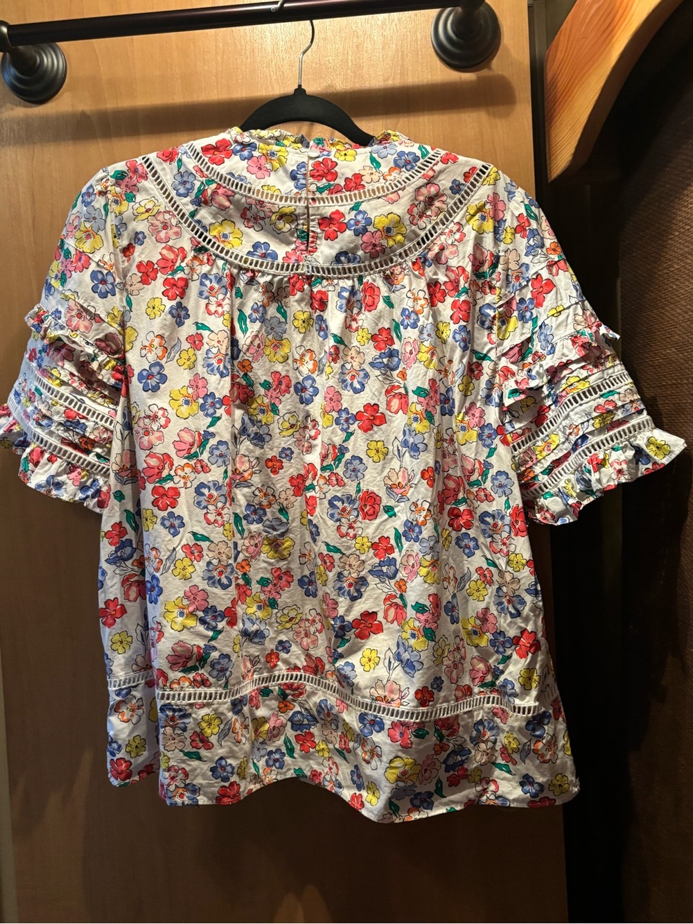 Floral Ruffle Yoke Blouse in Multicolor 100% cotton - Picture 3 of 5
